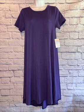 LuLaRoe Purple Short Sleeve Pocket Tee Dress XS